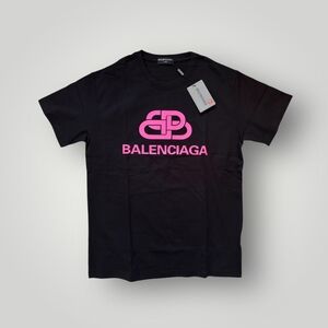 Balenciaga Black & Pink Logo Graphic T-Shirt - Large